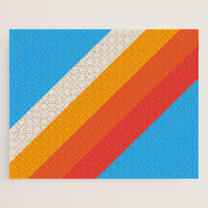 Gefjun - Classic Minimal Retro Summer Style Stripes Jigsaw Puzzle
