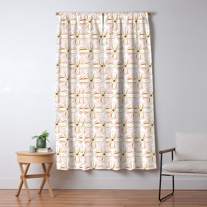 Rose Gold Watercolor Tile Window Curtain