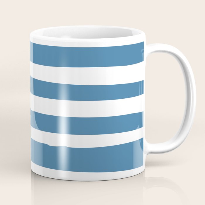 Ocean Stripes, Abstract, Blue And White, Striped Pattern Coffee Mug