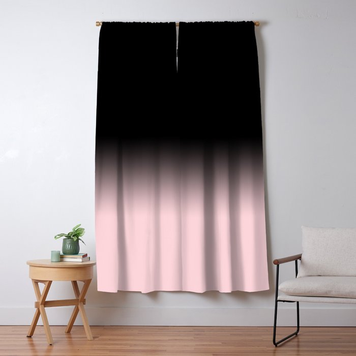 Modern Abstract Elegant Black Blush Pink Gradient Pattern Window Curtain