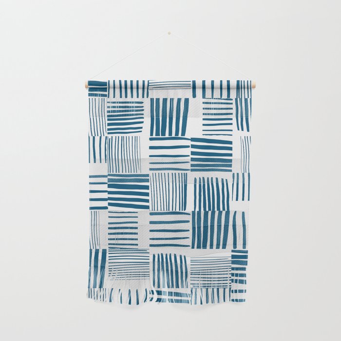 Torn Lines Abstract 03 White Blue Wall Hanging