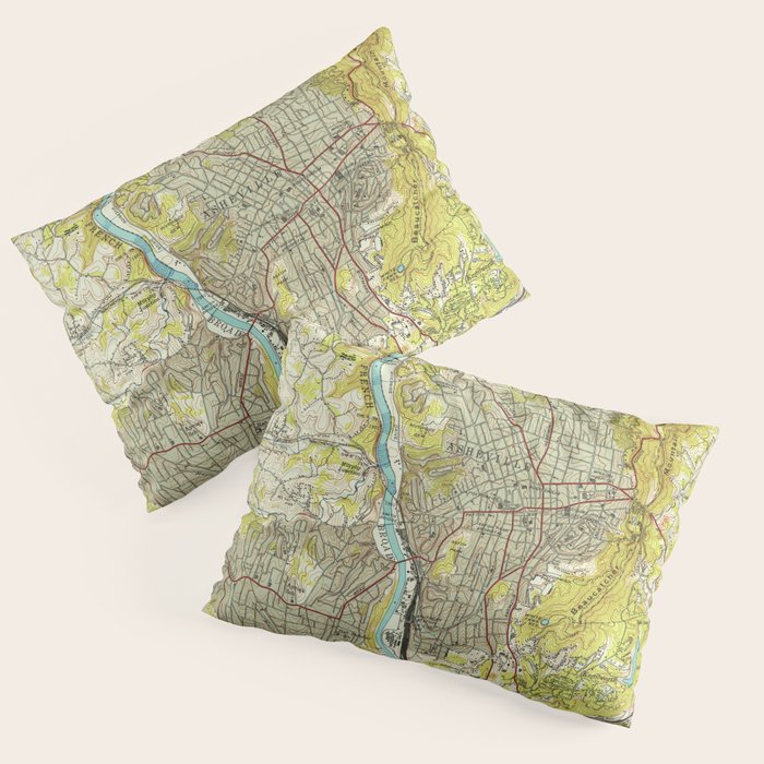 Vintage Map Of Asheville North Carolina (1943) Pillow Sham