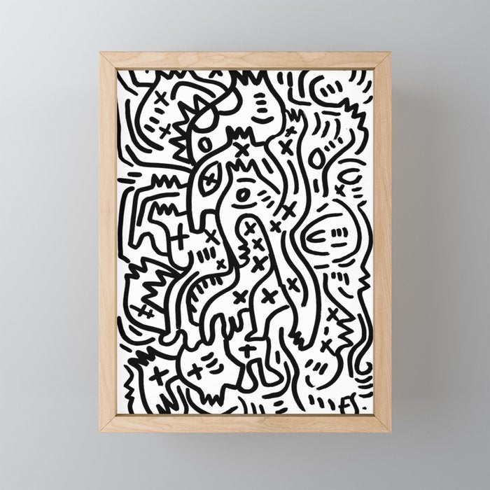 Graffiti Street Art Black And White Mini Art Print