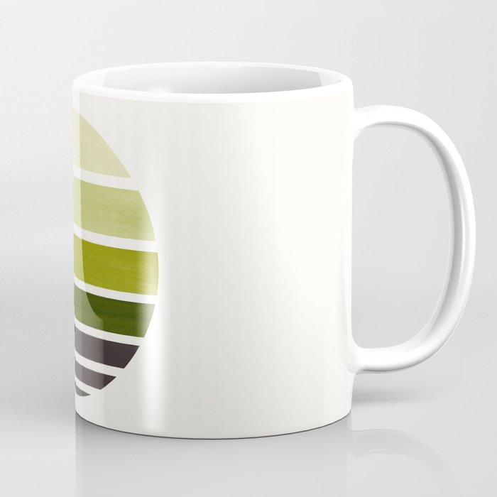 Olive Green Mid Century Modern Minimalist Circle Round Photo Staggered Sunset Geometric Stripe Desig Coffee Mug