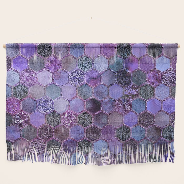 Purple Geometric Hexagonal Elegant & Luxury Pattern Wall Hanging