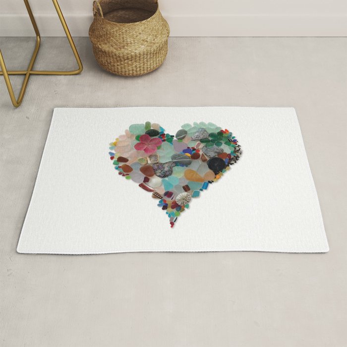 Love -  Sea Glass Heart A Unique Birthday & FatherâS Day Gift Rug