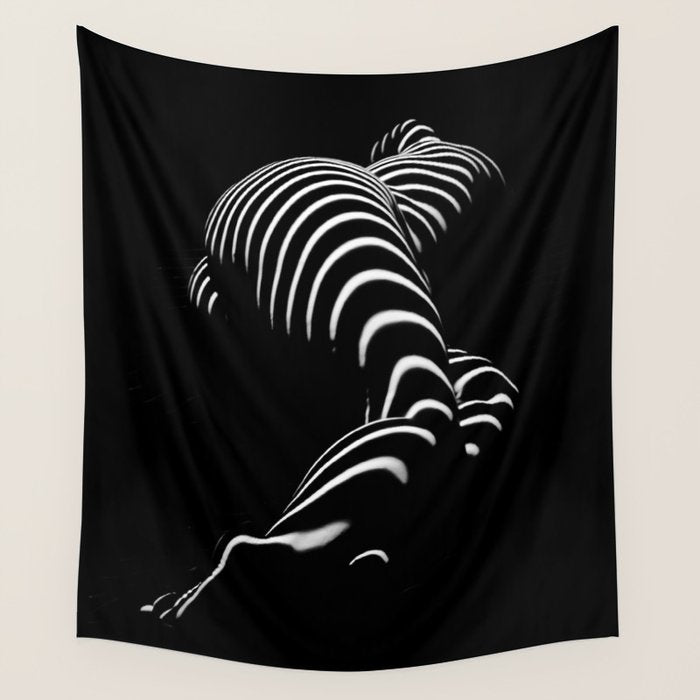 0774-Ar Bbw Sensual Legs Hips And Ass Of A Large Woman Big Beautiful Art Nude Black And White Wall Tapestry