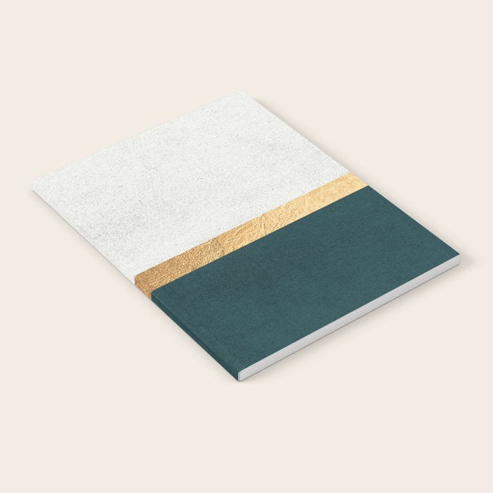 Deep Green, Gold And White Color Block Notebook