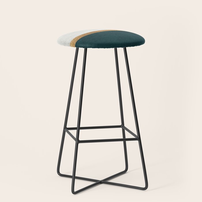 Deep Green, Gold And White Color Block Stool