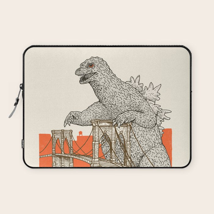 Godzilla Vs. The Brooklyn Bridge Laptop Sleeve