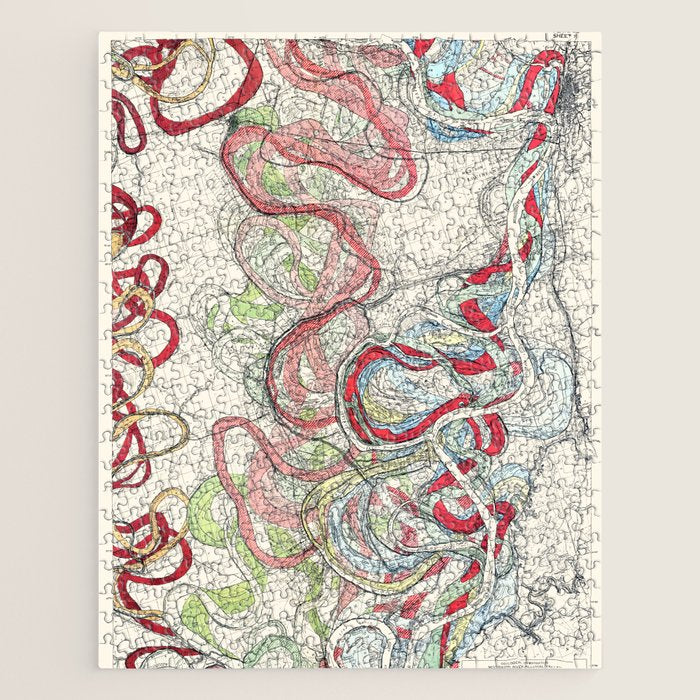 Vintage Map Of The Mississippi River Jigsaw Puzzle