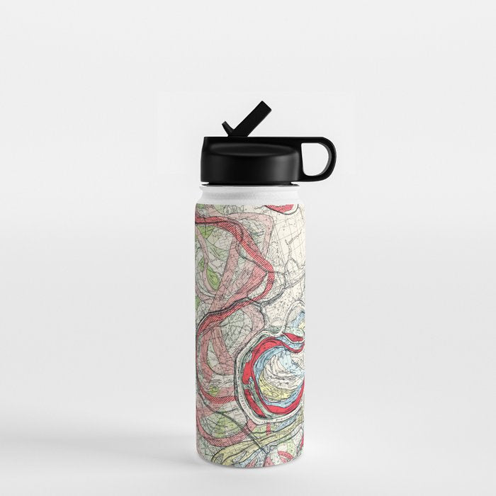Vintage Map Of The Mississippi River Water Bottle