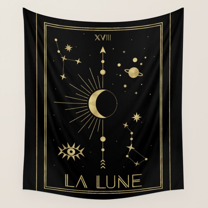 The Moon Or La Lune Gold Edition Wall Tapestry
