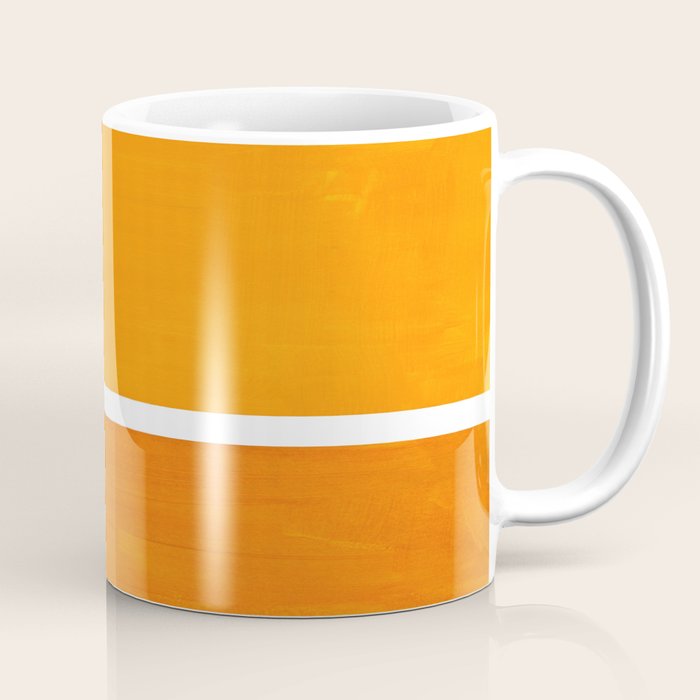 Antique Yellow  & Yellow Ochre Mid Century Modern Abstract Minimalist Rothko Color Field Squares Coffee Mug
