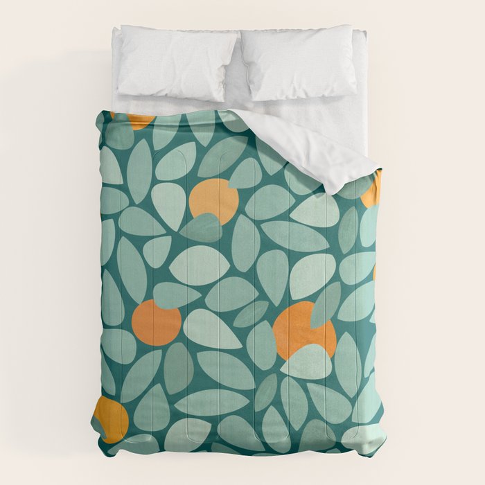 Sunny Orange Grove Abstract Pattern Comforter