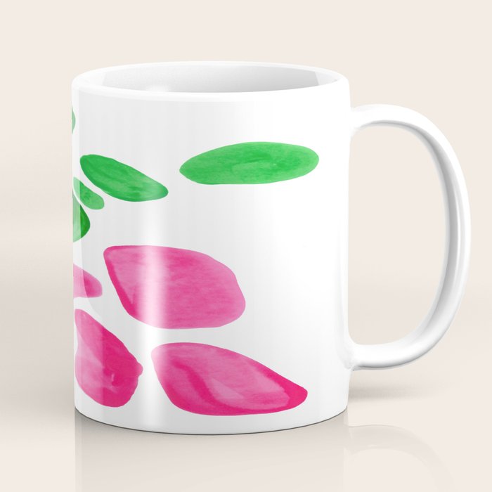 Abstract Minimalist Mid Century Modern Colorful Pop Art Complementary Pink Green Floral Bubbles Coffee Mug