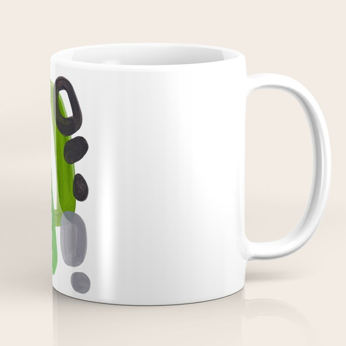 Mid Century Vintage 70'S Design Abstract Minimalist Colorful Pop Art Olive Green Dark Green Grey Coffee Mug