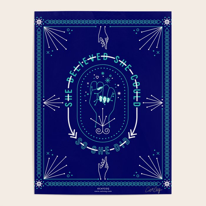 She Believed - Navy & Turquoise Palette Poster