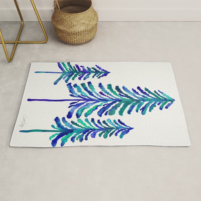 Pine Trees - Navy & Turquoise Palette Rug
