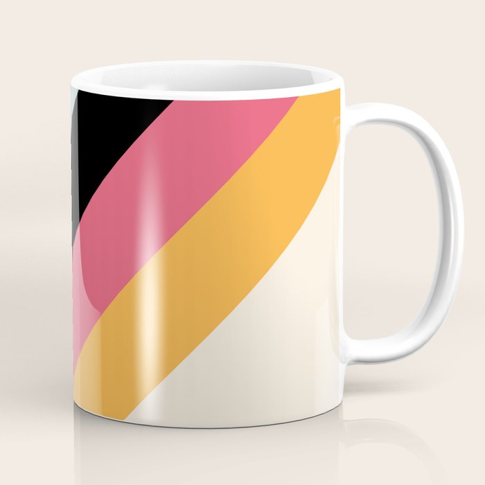 Hariasa - Classic Colorful Abstract Minimal Retro 70s Style Stripes Design Coffee Mug