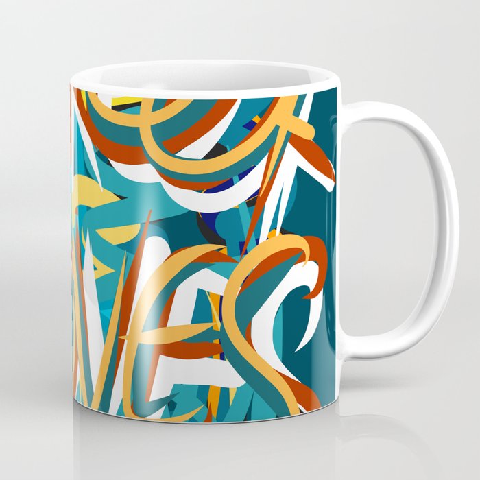 Street Loves Art Graffiti Urban Art Writing Blue And Yellow Coffee Mug
