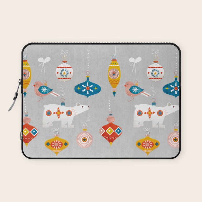 Christmas Vintage Decorations With Bear And Bird Laptop Sleeve