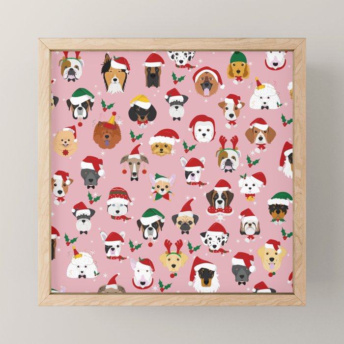 Christmas Dog Pattern Illustration Mini Art Print