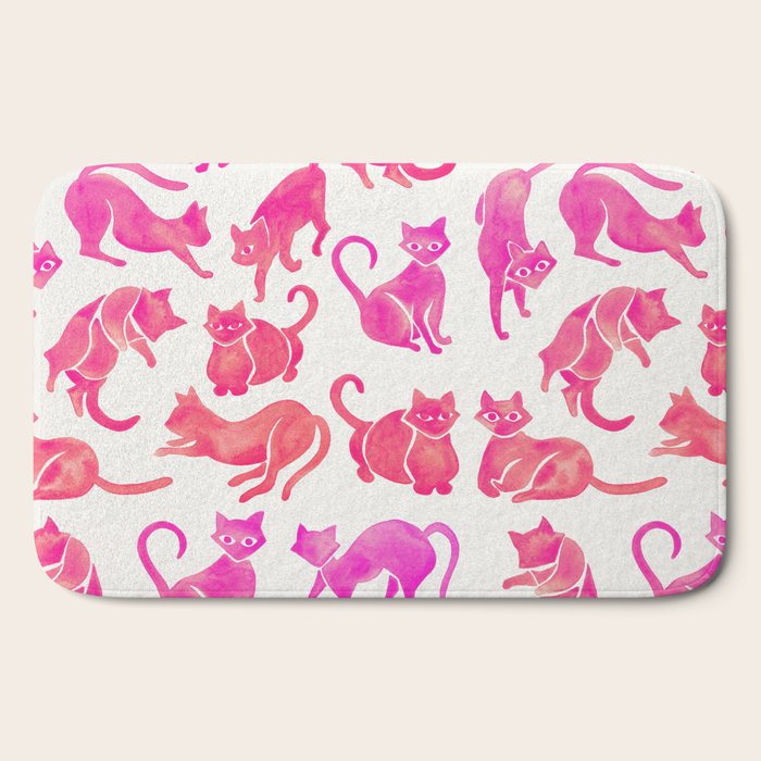 Cat Positions - Pink Ombrã© Palette Bath Mat