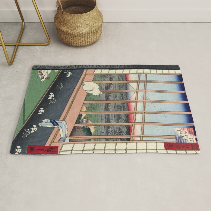 Utagawa Hiroshige Japanese Woodblock Cat Print Rug
