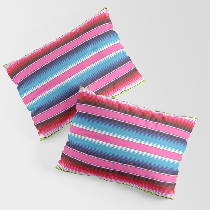 Pink Mexican Serape Blanket Stripes Pillow Sham