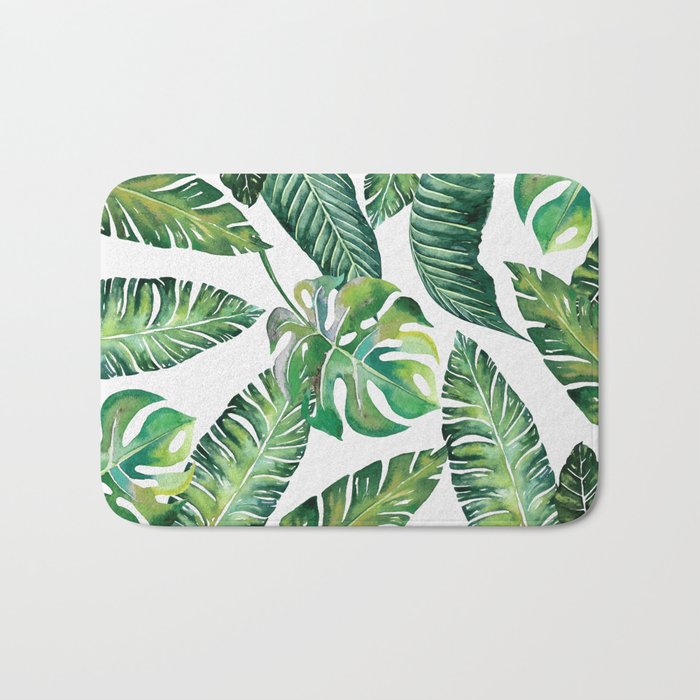Jungle Leaves, Banana, Monstera #Homestorie Bath Mat