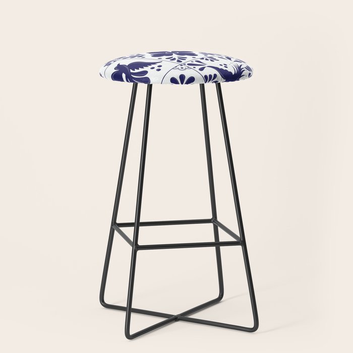 Mexican Talavera Blue Tiles Pattern By Akbaly Stool