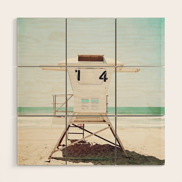 Lifeguard Stand, Beach Photography, San Diego California, Blue Aqua Seashore Ocean Summer Art Wood Wall Art