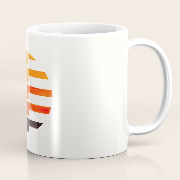 Minimalist Mid Century Circle Frame Orange Zig Zag Colorful Lightning Bolt Geometric Pattern Coffee Mug