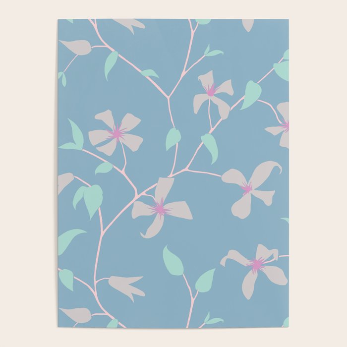 Floral Clematis Vine - Cool Summer Poster