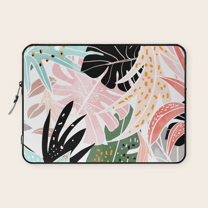 Veronica, Tropical Eclectic Bold Monstera Palm Illustration Nature Modern Colorful Jungle Laptop Sleeve