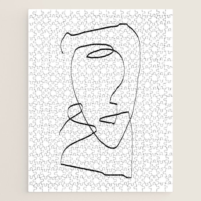 Abstract Head, Minimalist Line Art Jigsaw Puzzle