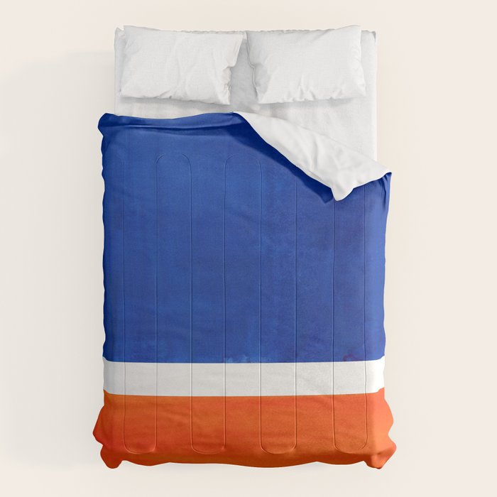 Colorful Bright Minimalist Rothko Orange And Blue Midcentury Modern Art Vintage Pop Art Comforter