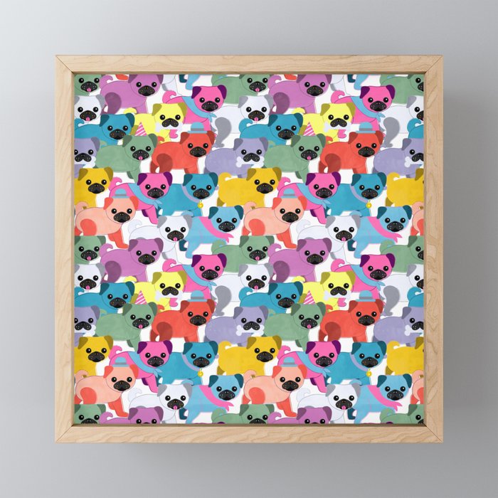 Colored Pugs Pattern - No1 Mini Art Print