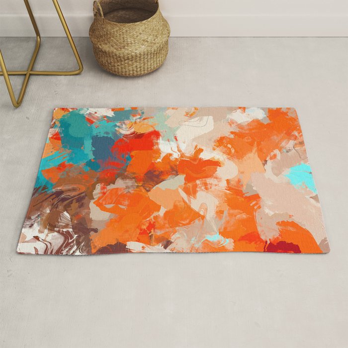 Pleasure, Abstract Painting Summer, Positivity Modern Bohemian Pop Of Color Bright Good Vibes Rug