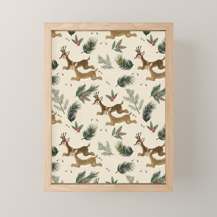 Winter Deer // Repeat Pattern Mini Art Print