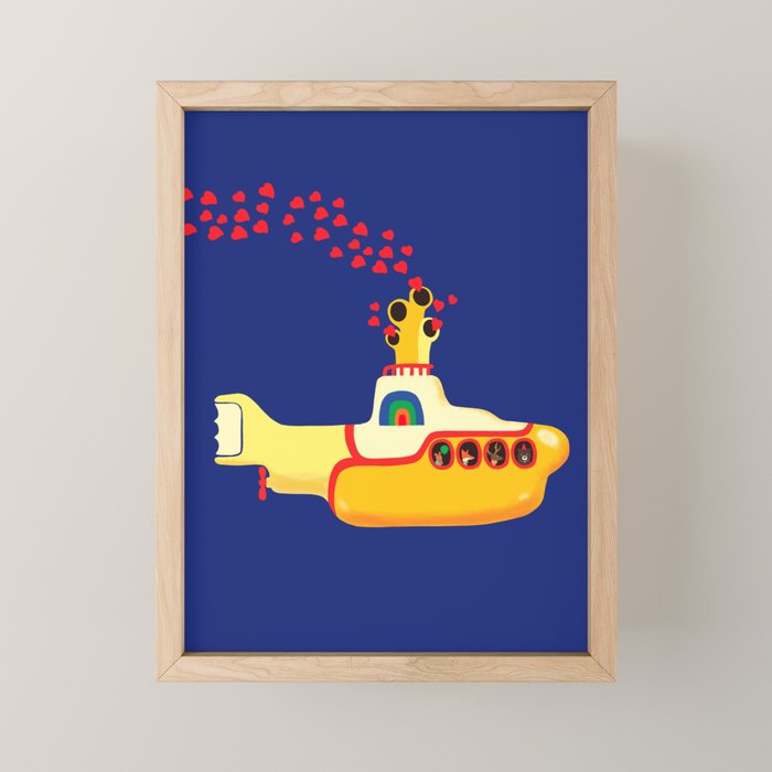 Yellow Submarine Bubbling Love Mini Art Print