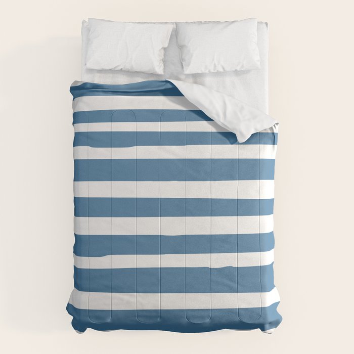 Ocean Stripes, Abstract, Blue And White, Striped Pattern Comforter
