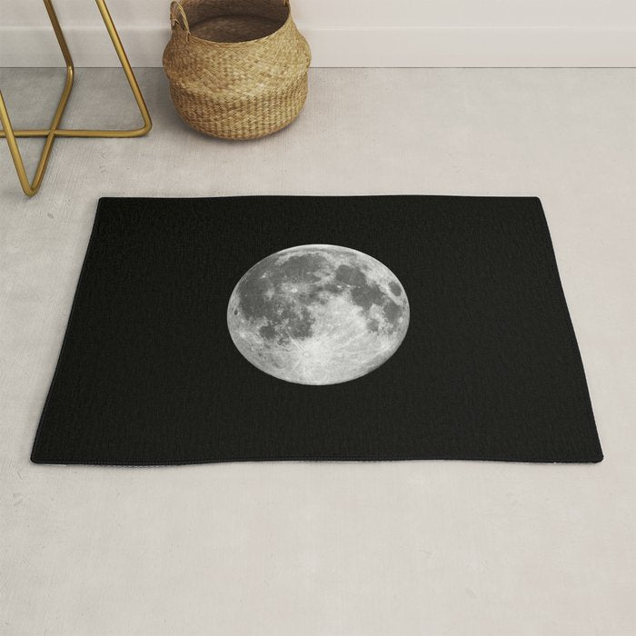 Full Moon Print Black-White Photograph New Lunar Eclipse Poster Bedroom Home Wall Decor Rug