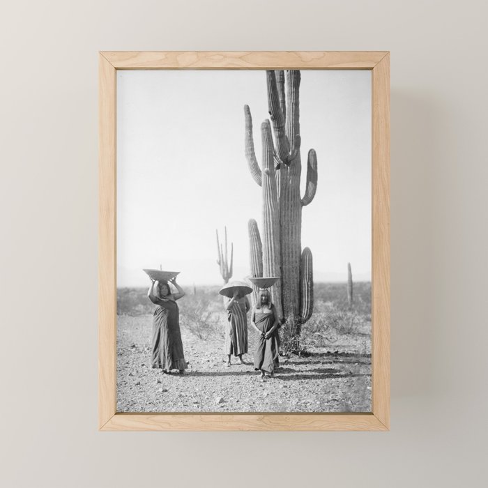 Vintage Native American Photo With Saguao Cactus Mini Art Print