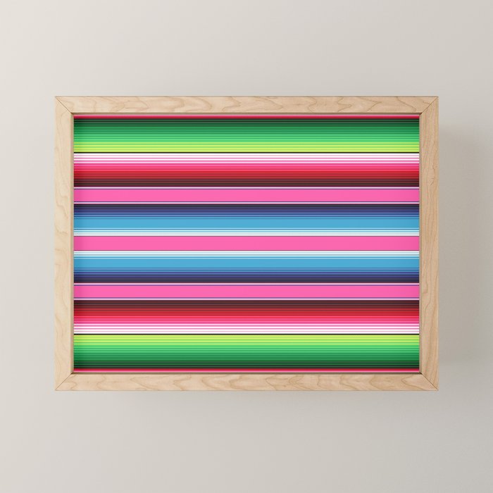 Pink Mexican Serape Blanket Stripes Mini Art Print