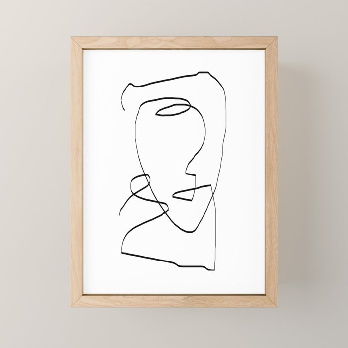 Abstract Head, Minimalist Line Art Mini Art Print