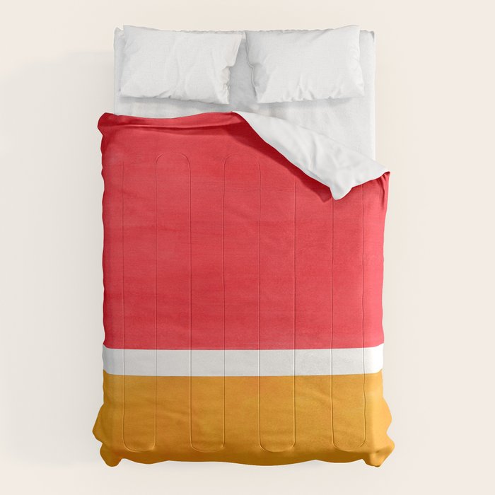 Colorful Bright Minimalist Rothko Color Field Midcentury Bright Red Yellow Squares Vintage Pop Art Comforter