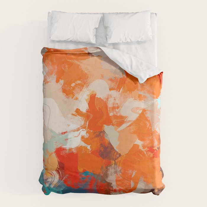 Pleasure, Abstract Painting Summer, Positivity Modern Bohemian Pop Of Color Bright Good Vibes Duvet Cover