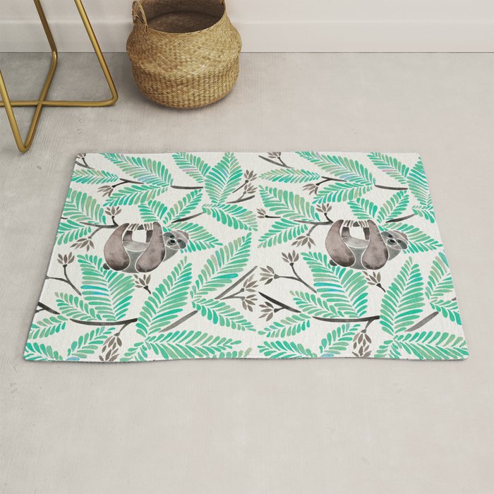Happy Sloth - Tropical Mint Rainforest Rug